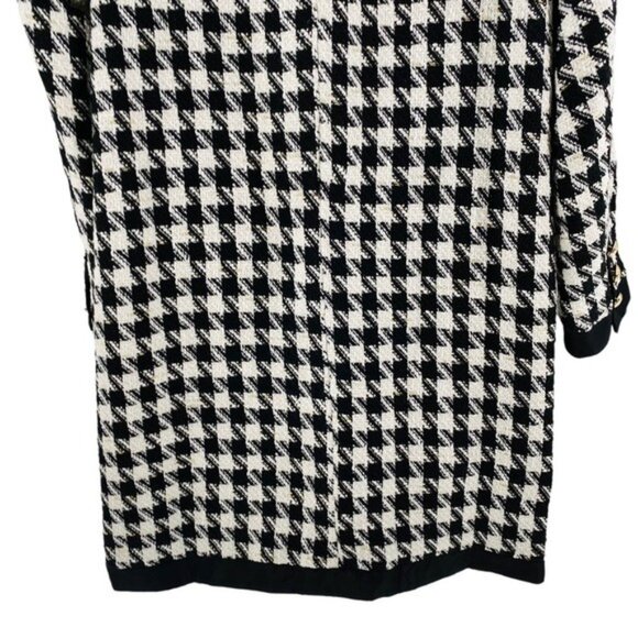 Pomander Place | NEW Coco Tweed Houndstooth Bow Mini Dress Black White Size XL - Picture 9 of 12